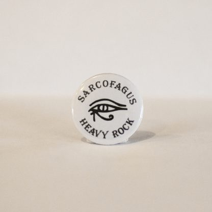 Turborock Productions Sarcofagus, white, badge/pin Heavy Metal