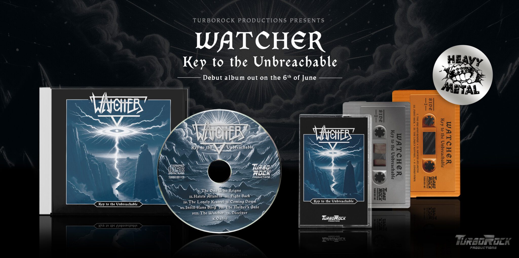 Turborock Productions Watcher Key to the Unbreachable CD TAPE Album Release Heavy Metal FWOSHM