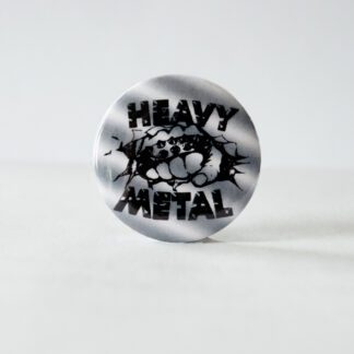 Turborock Productions Heavy Metal, grey stripes (37 mm), bagde/pin Heavy Metal